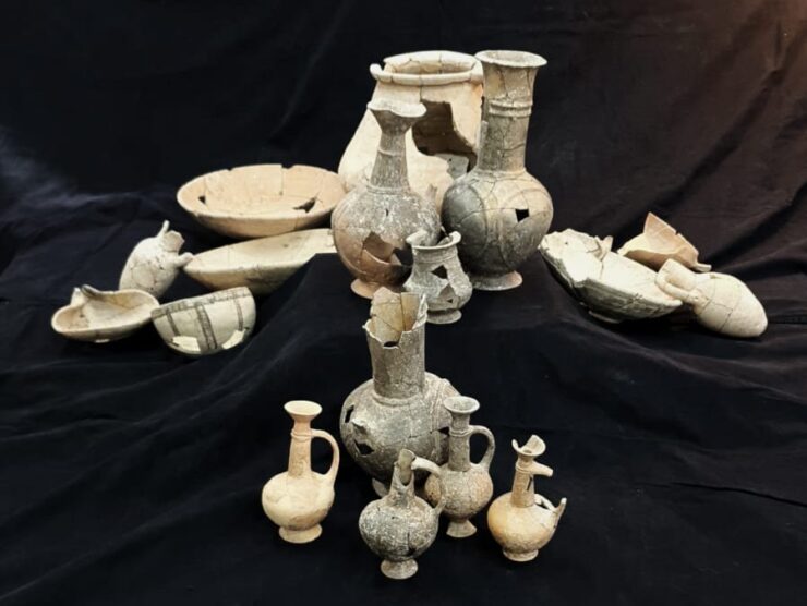 14th century BCE jugs and juglets at Tel Yehud. Remains of opium were found in several of the vessels.