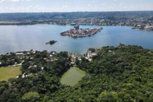 Aerial view of Tayasal archaeological site.