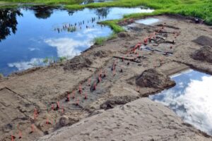 General views from the Île Poulas excavation site, where medieval fishery were seen