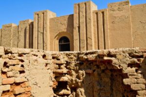 Ninmakh's temple protected by low salt mudbricks, modern reconstruction.