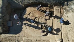 Remains of a Roman round fountain found in Aizanoi, Kütahya.