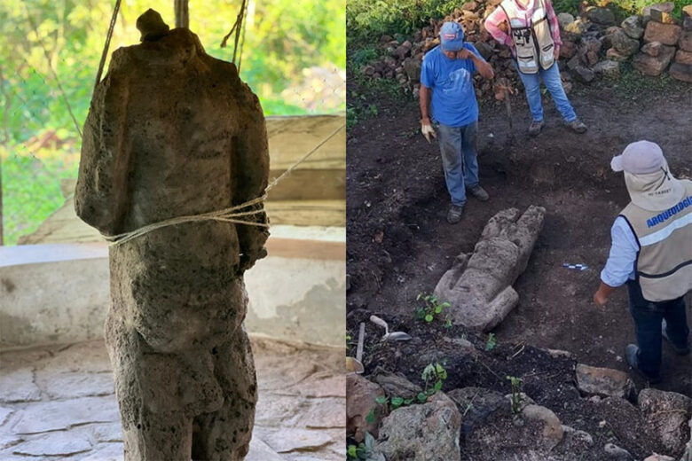 Headless figure with life-size was discovered in the ancient Maya city of Oxkintok.