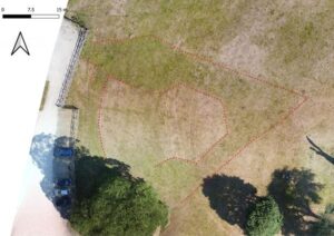 Drone footage from Hartlebury Castle showing crop marks looking east.