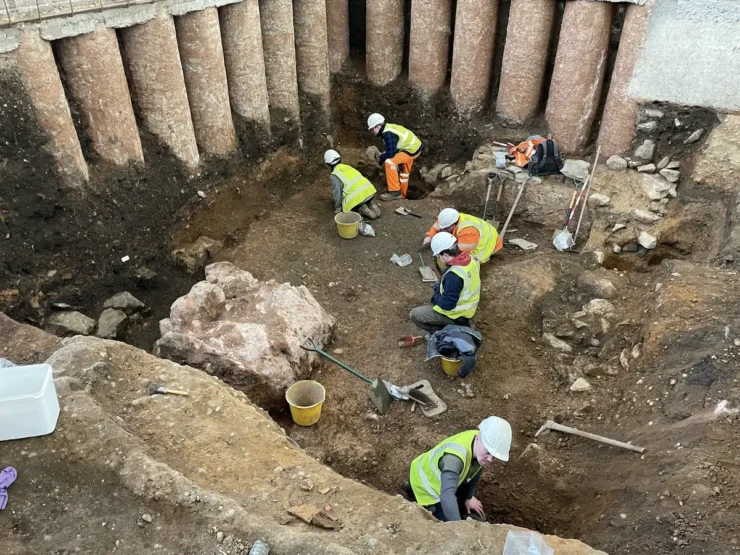 Archaeologists from the University of Leicester are excavating at Leicester Cathedral.