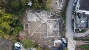 Ancient Roman resort with swimming pool in France.