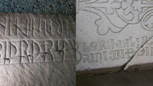 runes (left), letter inscriptions (right)