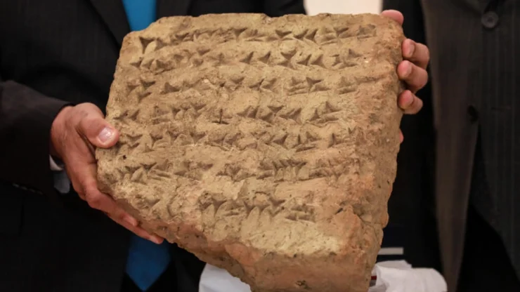 Ancient stone tablet returned to Iraq by Italy.