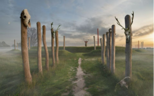 Illustration of the 4000 year old shrine that archaeologists call the Stonehenge of the Netherlands.