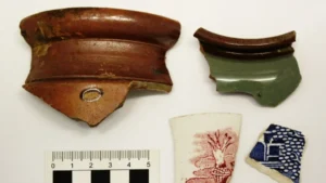 A number of pottery pieces recovered from the site of the North and East Melton Road project.