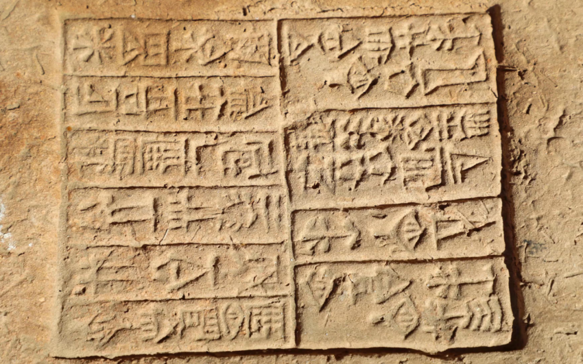 One of the cuneiform tablets containing the administrative records of the city in Tablet Hill.
